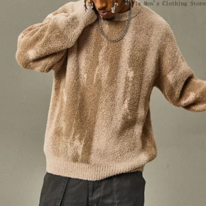 Men's Fashion Match Color Striped Sweater Autumn/Winter 2024 New Loose Men's Pullover Sweater Casual Soft Fur Coat Hoodie Men - Image 6