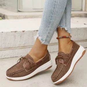 2025 Autumn New Flat Single Shoes Women's Fashion Round Head Suede Front Lacing Soft Sole Anti-slip Wear-resistant Shoes - Image 10