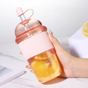 630ML Straw Cup with Lid and Straw Portable Large Capacity Coffee Milk Tea Cup Ins Style Water Cup for Office Workers Juice Mug - Image 2