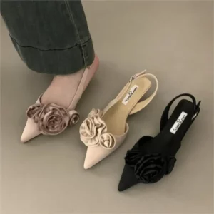Designer Woman Shoes Pointed Toe Flower Sexy Women Shoes Sandals Dress Slippers Mules Shoes Spring New Flip Flops French Female - Image 5