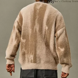 Men's Fashion Match Color Striped Sweater Autumn/Winter 2024 New Loose Men's Pullover Sweater Casual Soft Fur Coat Hoodie Men - Image 5