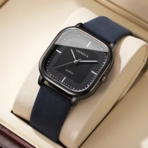 Fashion Square Dial Men's Watches Minimalist Quartz Watch Casual Leather Strap Wristwatch Reloj Hombre（Without Box） - Image 6