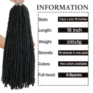 Straight Faux Locs Crochet Braids Hair 18Inch Ombre Synthetic Goddess Braids BraidingHair Extensions African for Women - Image 9