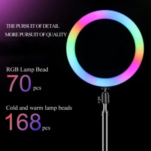 10 Inch Dimmable RGB LED Selfie Ring Light Photo Ring Lamp Photo Lighting With Tripod For Phone Makeup Video Live Volg - Image 2