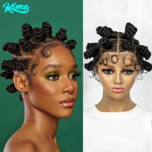 KIMA Bantu Knotless Braids Wig Synthetic Box Braided Hair Twist Braided Buns Wig Full Lace African Braiding Hair For Black Women - Image 2