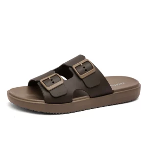 Summer Men Women's Flip Flops Outdoor Anti-slip Fashionable Retro Buckle Thick Bottom Sandals Beach Shoes Slip-On PVC Material - Image 2