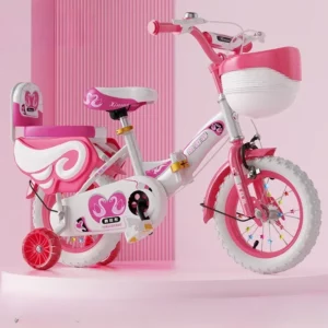2-9 years old Children's Bicycles Boys Girls Folding Bike Flash Auxiliary Wheel Adjustable Bikes Pink - Image 9
