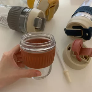 Korean Glass Water Bottle ins Portable Glass Cup With Lid Straw For Coffee Milk Tea Juice Anti-scalding School Drink Bottle Gift - Image 5