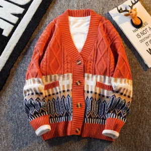 Spring Cardigan Oversized Sweater Men Pullover Hip Hop Streetwear Loose Knitwear Harajuku Knitted Sweater Coat - Image 2
