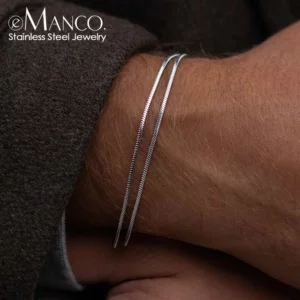 eManco 1.5MM Square chain Bracelet Men's Titanium steel Bracelet simple Simple new Jewelry Wholesale direct Marketing - Image 1