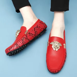 New Handmade Beanie Shoes Men's Genuine Leather Summer 2025 New British Trbottomyy Sole Patent Leather Casual Slip-On Driving Shoes - Image 5