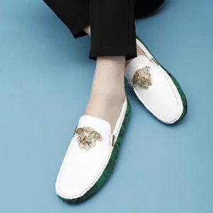 New Handmade Beanie Shoes Men's Genuine Leather Summer 2025 New British Trbottomyy Sole Patent Leather Casual Slip-On Driving Shoes - Image 4