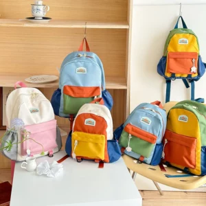 New Color Block Kids Backpack Lightweight Kindergarten School Bag for Boys Girls Travel Outdoor Leisure - Image 4