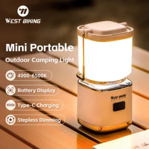 WEST BIKING Mini Outdoor Camping Light Portable Camping Atmosphere Lantern 4 Light Modes Type-C Fast Charging Hanging Tent Light - Image 1