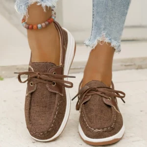 2025 Autumn New Flat Single Shoes Women's Fashion Round Head Suede Front Lacing Soft Sole Anti-slip Wear-resistant Shoes - Image 8
