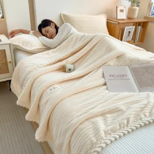Category A Thicken Jacquard Velvet Warm Autumn Winter Blankets Soft Skin-friendly Warmth Sofa Blanket Warmth Comfortable Duvet - Image 6