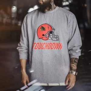 Maden Men's Vintage Embroidered Sweatshirt Print Crew Neck Hoodie Loose Fit Gray Casual Cotton Pullover for Spring and Fall - Image 1