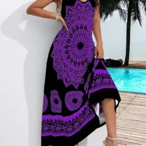 Summer Plus Size Women's Suspender Bohemian Dress Backless Dress - Image 3