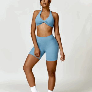 European and American Seamless Thread Yoga Shorts, Three Part Yoga Pants, Seamless Sports Tight Fit, High Waisted Fitness Pants - Image 5