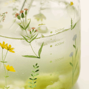 600/780ml Grass Pattern Mug With Straw And Lid Glass Tumbler With Graduated Heat Resistant Cup For Coffee Milk Drinkware - Image 4