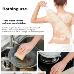 Natural Loofah Sponge Set for Dish Washing Pot Cleaning Vegetable Scrubber Eco Friendly Exfoliating Bath Shower Sponge - Image 6