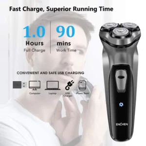 ENCHEN Blackstone Electrical Rotary Shaver for Men 3D Floating Blade Washable Type-C USB Rechargeable Shaving Beard Machine - Image 3