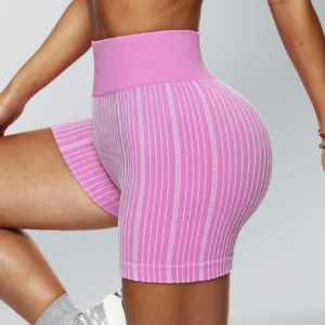 Women Pink Yoga Shorts Sportswear Woman Gym High Waist Sports Shorts Fitness Running Activewear Tummy Control Workout Leggings - Image 2