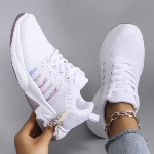 Spring new women's sports shoes, fashionable, breathable, lightweight, non-slip, wear-resistant, casual sports shoes, flat shoes - Image 1