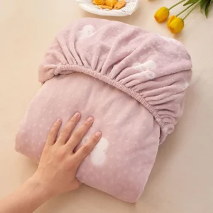 Carved Velvet Jacquard Single Fitted Sheet 1 Pcs Comfortable Bed Cover with Elastic Band Queen Double Mattress Protective Cover - Image 6