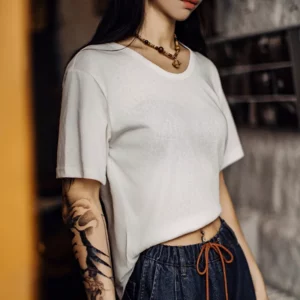 Maden New Casual Lightweight Short Sleeve T-Shirt Women's Summer Basic Crew Neck Tee Breathable Layering White Loose Fit Tops - Image 2