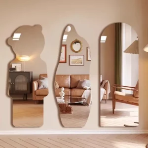 Unique Irregular Shaped Full-Length Mirror - DIY Self-Adhesive Acrylic Wall Mirror for Bathroom, Bedroom, Dorm No Drill - Image 1
