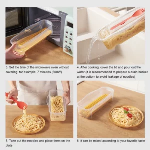 Microwave Pasta Cooker Food Cooking Box with Strainer Heat Resistant Pasta Steamer Spaghetti Noodle Cook Box Kitchen Accessory - Image 5