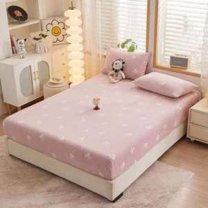 Carved Velvet Jacquard Single Fitted Sheet 1 Pcs Comfortable Bed Cover with Elastic Band Queen Double Mattress Protective Cover - Image 4