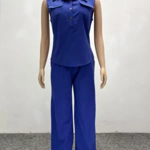 Joskaa Causal Classic 2 Piece Set Women Hipster Concise Cargo Vests Wide Leg Long Pants Matching 2025 Summer Sets Tracksuits - Image 4