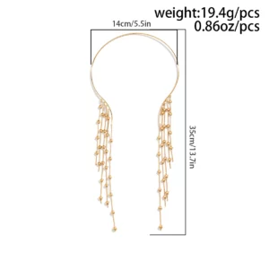 Lacteo Vintage Imitation Pearl Star CCB Tassel Necklace Open Collar Women Choker Multilayer Charm Sexy Chest Chain Gifts Ladies - Image 6