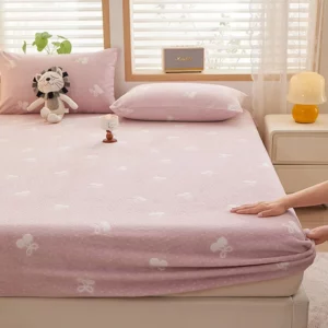Carved Velvet Jacquard Single Fitted Sheet 1 Pcs Comfortable Bed Cover with Elastic Band Queen Double Mattress Protective Cover - Image 5