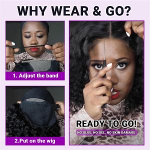 Curly Bob Wig Human Hair 5x5 Wear And Go Glueless Wigs Human Hair Pre Plucked Pre Cut Deep Wave Lace Front Closure Wigs For Black Women 200 Density Curly Wig Glueless Wear And Go Black 12 Inch - Image 3