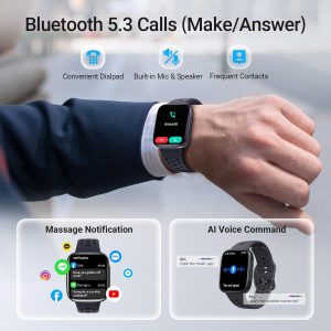 Smart Watches for Men (2 Bands), [1.85" AMOLED Screen] Fitness Tracker Compatible with Android/iPhone, 3ATM Waterproof, Bluetooth Calls, AI Control, Heart Rate/SpO2/Sleep Monitor, 7 Days Battery - Image 5