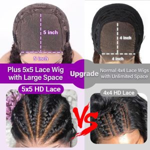 Curly Bob Wig Human Hair 5x5 Wear And Go Glueless Wigs Human Hair Pre Plucked Pre Cut Deep Wave Lace Front Closure Wigs For Black Women 200 Density Curly Wig Glueless Wear And Go Black 12 Inch - Image 4