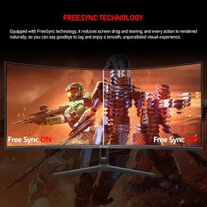 CRUA 34 inch Ultrawide 21:9 Gaming Monitor UWQHD(3440x1440) 165Hz Computer Monitors Curved 1500R 1ms(GTG) 120%sRGB FreeSync 1ms(GTG) Suitable for e-sports games, business, and office use - Image 3