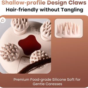 arboleaf Scalp Massager Portable Rechargeable Waterproof Hair Head Massager 128 massage nodes, 8 removable claws, cat scratcher, gift for Mom Dad - Image 5