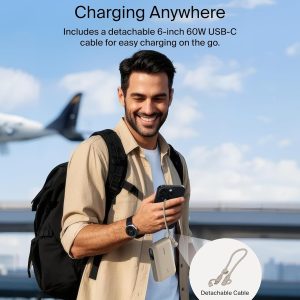 Belkin BoostCharge 10000mAh Power Bank with Digital Battery Display - Sand 10K Portable Charger, 2 x USB-C Port, 20W, Air-Travel Friendly, Pre-Charged, Detachable USB-C Cable Included, Lightweight - Image 8