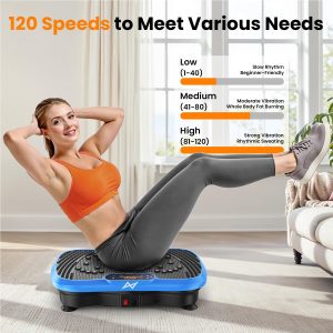Vibration Plate Exercise Machine Fitness Platform Body Vibrating Board Curved Design 200W Powerful Oscillating 120 Level Shake Plate for Lymphatic Drainage Recovery Whole Body Toning With Handles - Image 6
