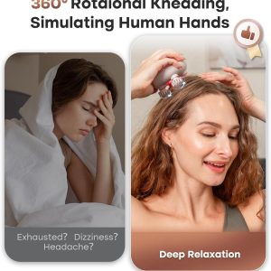 arboleaf Scalp Massager Portable Rechargeable Waterproof Hair Head Massager 128 massage nodes, 8 removable claws, cat scratcher, gift for Mom Dad - Image 2