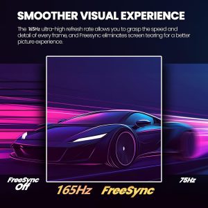 CRUA 34 inch Ultrawide 21:9 Gaming Monitor UWQHD(3440x1440) 165Hz Computer Monitors Curved 1500R 1ms(GTG) 120%sRGB FreeSync 1ms(GTG) Suitable for e-sports games, business, and office use - Image 6