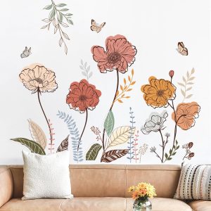 wondever Boho Flower Wall Decals Wildflower Floral Grass Wall Stickers Peel and Stick, Removable, Wall Art Decals, Wall Decoration, Living Room Bedroom, Office Sofa TV Home Wall Decor - Image 5