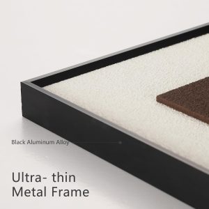 AMAATE 3Pcs 3D Sandstone Relief Wall Art, Black Frame Geometric Decor 3D sandstone relief, neutral brown-white tones, slim black metal frame, geometric triptych wall decor for home & office - Image 4