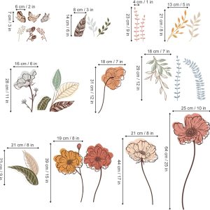 wondever Boho Flower Wall Decals Wildflower Floral Grass Wall Stickers Peel and Stick, Removable, Wall Art Decals, Wall Decoration, Living Room Bedroom, Office Sofa TV Home Wall Decor - Image 2