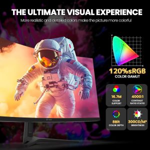 CRUA 34 inch Ultrawide 21:9 Gaming Monitor UWQHD(3440x1440) 165Hz Computer Monitors Curved 1500R 1ms(GTG) 120%sRGB FreeSync 1ms(GTG) Suitable for e-sports games, business, and office use - Image 5