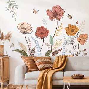 wondever Boho Flower Wall Decals Wildflower Floral Grass Wall Stickers Peel and Stick, Removable, Wall Art Decals, Wall Decoration, Living Room Bedroom, Office Sofa TV Home Wall Decor - Image 6